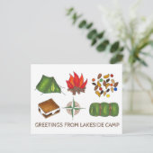 Carte Postale Salutations de Camp Campfire Tent Trail Mix S'more (Debout devant)