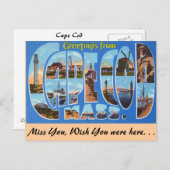 Carte Postale Salutations de Cape Cod (Devant / Derrière)