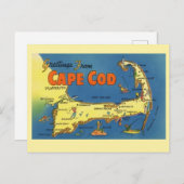 Carte Postale Salutations De Cape Cod Map (Devant / Derrière)