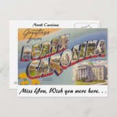 Carte Postale Salutations de Caroline du Nord (Devant / Derrière)