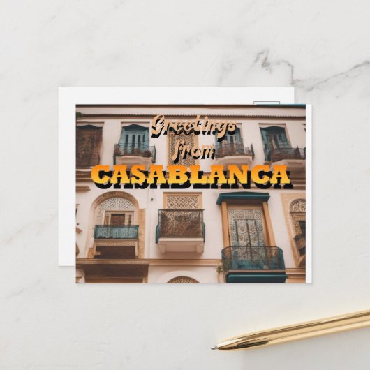 Carte Postale Salutations de CASABLANCA (Devant/Arrière en situation)