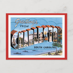 Carte Postale Salutations de Charleston Caroline du Sud États-Un