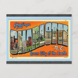 Carte Postale Salutations de Charlotte N.C., Vintage