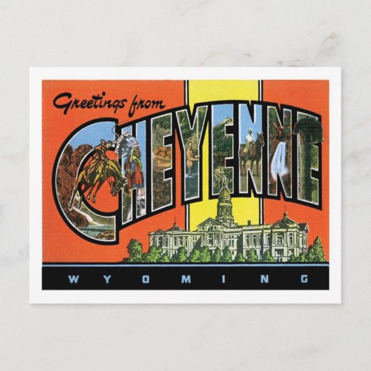 Carte Postale Salutations de Cheyenne Wyoming US City (Devant)