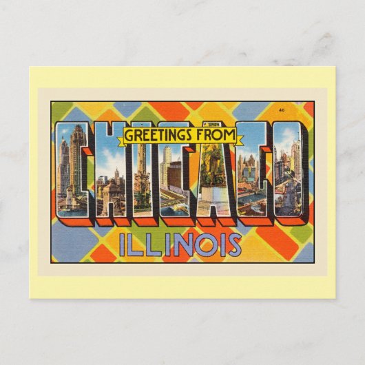 Carte Postale Salutations de Chicago, Illinois, (Devant)