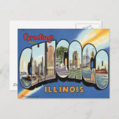 Carte Postale Salutations de Chicago Illinois (Devant / Derrière)