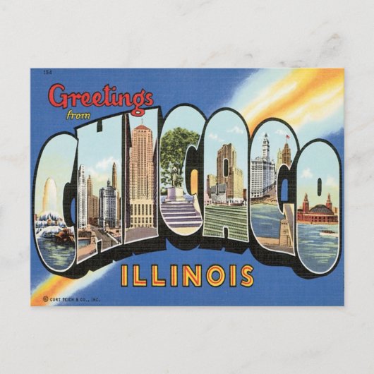 Carte Postale Salutations de Chicago Illinois (Devant)