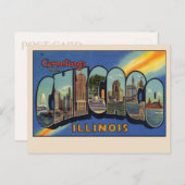 Carte Postale Salutations de Chicago, Illinois Landmarks Vintage (Devant / Derrière)