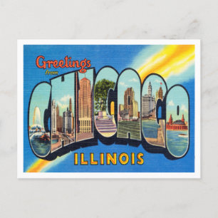 Carte Postale Salutations de Chicago, Illinois Vintage voyage