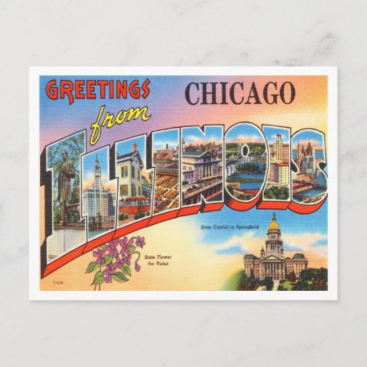 Carte Postale Salutations de Chicago, Illinois Vintage voyage (Devant)