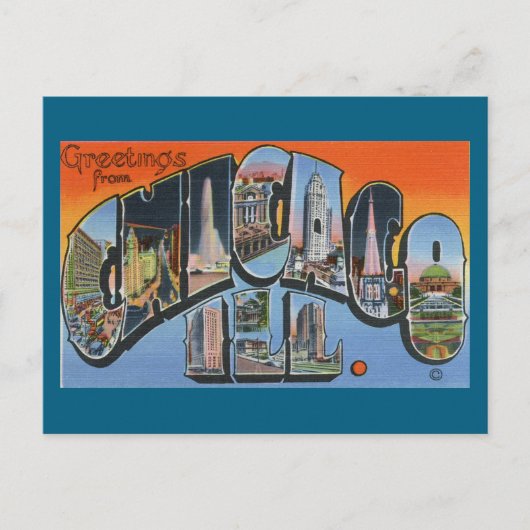 Carte Postale Salutations de Chicago Travel Postcard (Devant)