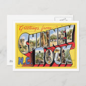 Carte Postale Salutations de Chimney Rock Caroline du Nord (Devant / Derrière)