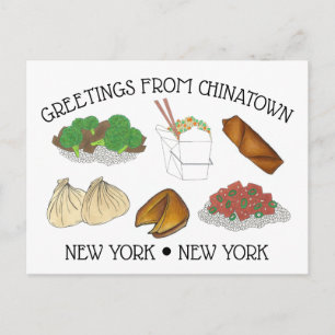 Carte Postale Salutations de Chinatown New York City NYC Foods