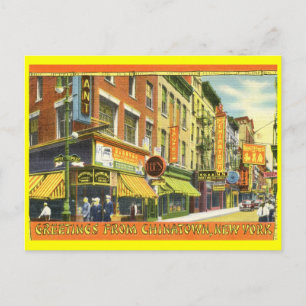 Carte Postale Salutations de Chinatown, New York City Vintage