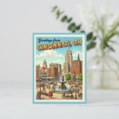 Carte Postale Salutations de Cincinnati Ohio Fountain Square (Debout devant)