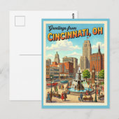 Carte Postale Salutations de Cincinnati Ohio Fountain Square (Devant / Derrière)