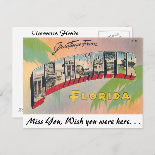 Carte Postale Salutations de Clearwater, Floride (Devant / Derrière)