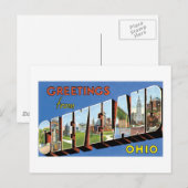 Carte Postale Salutations de Cleveland, Ohio (Devant / Derrière)