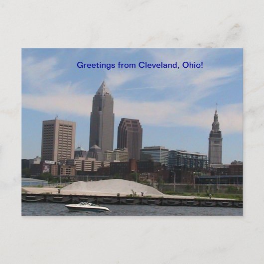 Carte Postale Salutations de Cleveland Ohio (Skyline) (Devant)