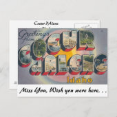 Carte Postale Salutations de Coeur d'Alene, Idaho (Devant / Derrière)