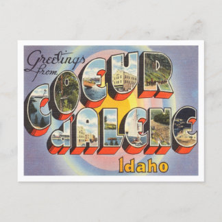 Carte Postale Salutations de Coeur d'Alene, Vintage voyage de l'