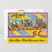 Carte Postale Salutations de Columbia (Devant / Derrière)