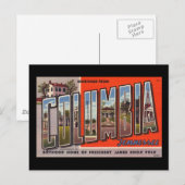 Carte Postale Salutations de Columbia (Devant / Derrière)