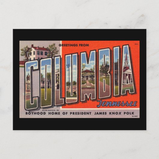 Carte Postale Salutations de Columbia (Devant)