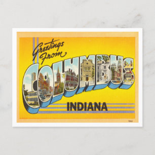 Carte Postale Salutations de Columbus, Indiana Vintage voyage