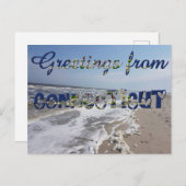 Carte Postale Salutations de Connecticut State Flag Hearts USA (Devant / Derrière)