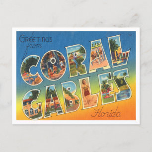 Carte Postale Salutations de Coral Gables, Floride Travel
