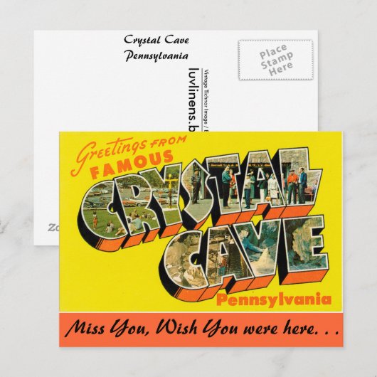 Carte Postale Salutations de Crystal Cave (Devant / Derrière)