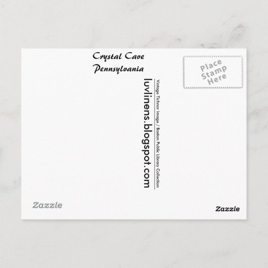 Carte Postale Salutations de Crystal Cave (Dos)