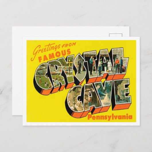 Carte Postale Salutations de Crystal Cave, Pennsylvanie (Devant / Derrière)