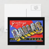 Carte Postale Salutations de Dallas Texas (Devant / Derrière)