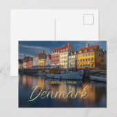 Carte Postale Salutations de Danemark Pittoresque Postcard Nyhav (Devant / Derrière)