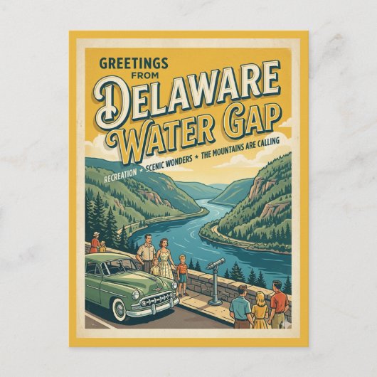 Carte Postale Salutations de Delaware Water Gap Rétro (Devant)