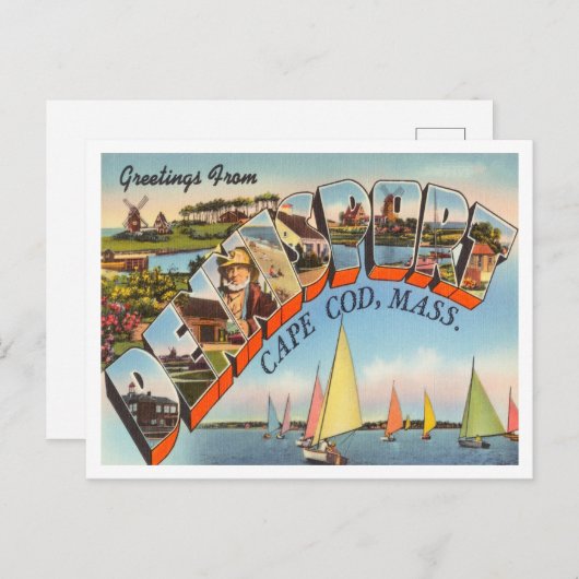 Carte Postale Salutations de Dennisport, Cape Cod, Massachusetts (Devant / Derrière)