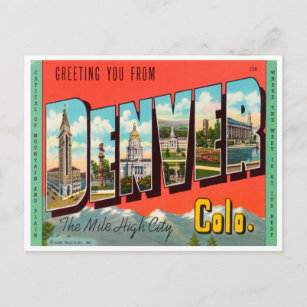 Carte Postale Salutations de Denver, The Mile High City Colorado