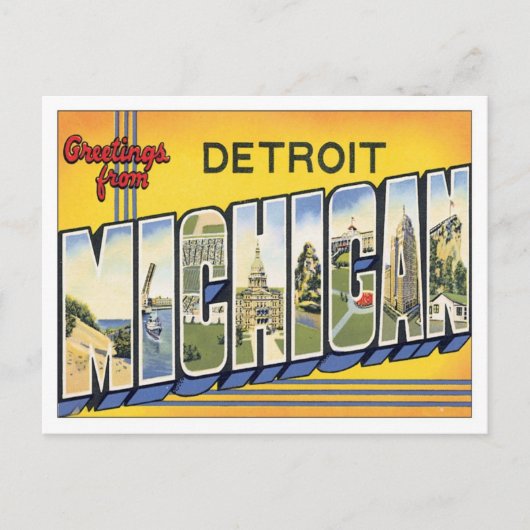 Carte Postale Salutations De Detroit Michigan (Devant)