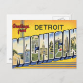 Carte Postale Salutations De Detroit Michigan (Devant / Derrière)