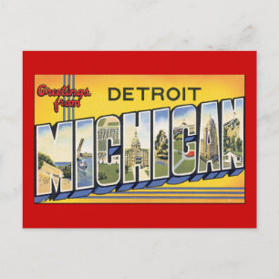 Carte Postale Salutations de Detroit Michigan