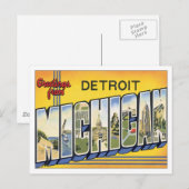 Carte Postale Salutations de Detroit Michigan USA Postcard (Devant / Derrière)