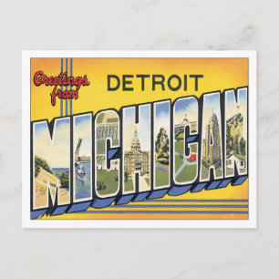 Carte Postale Salutations de Detroit Michigan USA Postcard