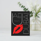 Carte Postale Salutations de Dubai Red Lipstick Kiss Black (Debout devant)