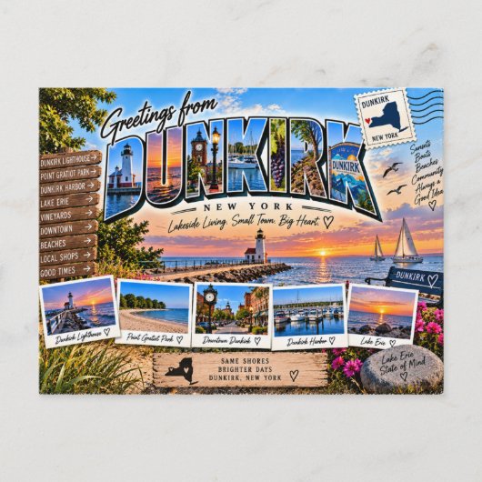 Carte Postale Salutations de Dunkerque New York (Devant)