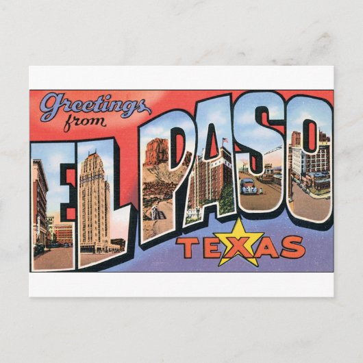 Carte Postale Salutations de El Paso, Texas ! (Devant)