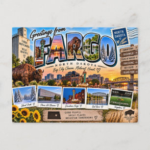Carte Postale Salutations de Fargo dans le Dakota du Nord