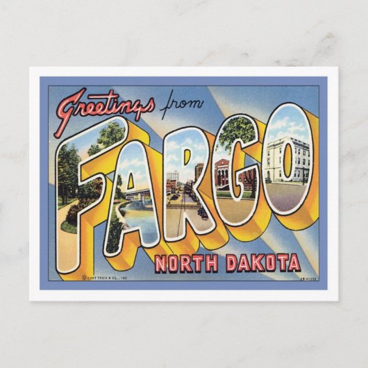 Carte Postale Salutations de Fargo North Dakota (Devant)
