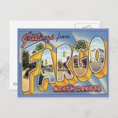 Carte Postale Salutations de Fargo North Dakota (Devant / Derrière)